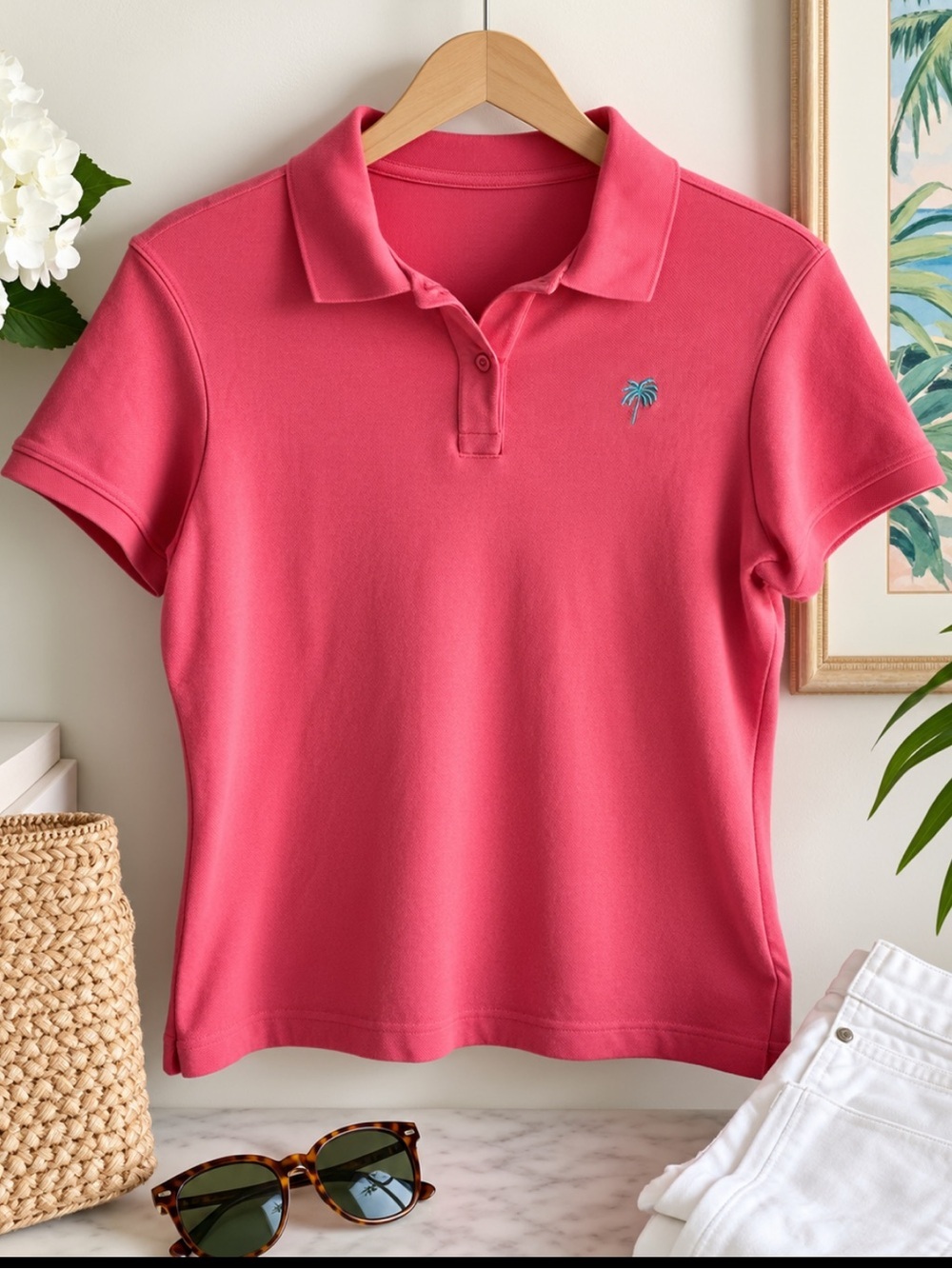 Lilly Pulitzer Women’s Pink Pima Cotton Polo Shirt – Size Small